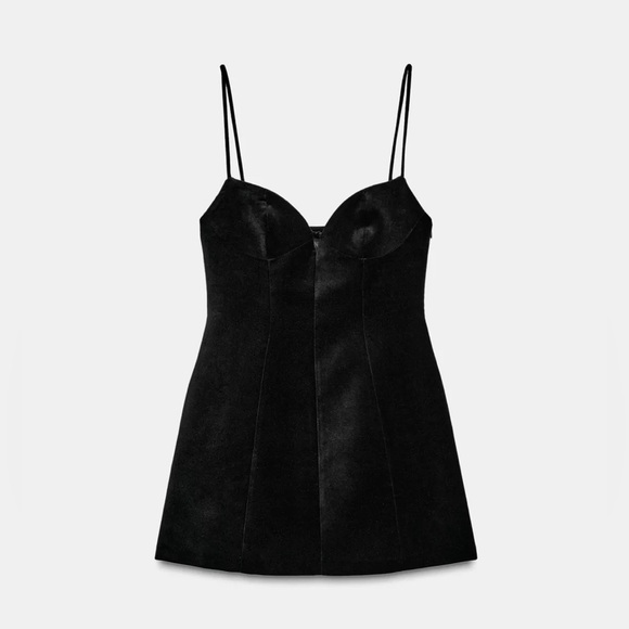 NWT ZARA SHORT STRAPPY VELVET VOLUMINOUS DRESS - Picture 8 of 11